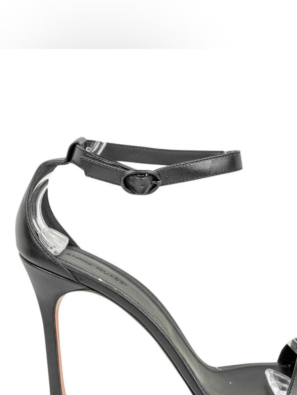 Amina Muaddi Black Kim Leather Ankle-Strap Stiletto Sandals - Picture 11 of 15